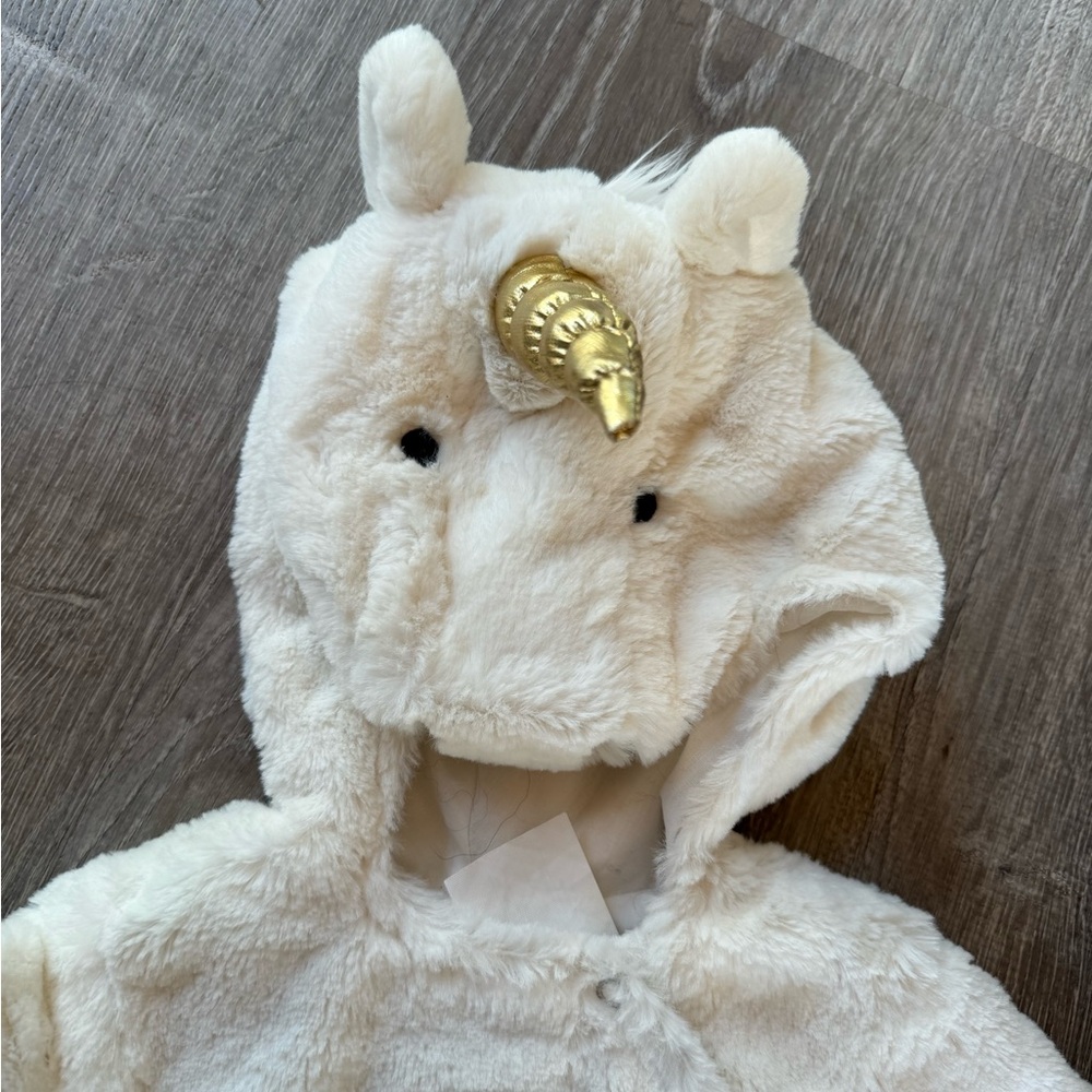 Pottery Barn Kids Cream Unicorn Hooded Fleece Costume with Gold Horn - Picture 2 of 5